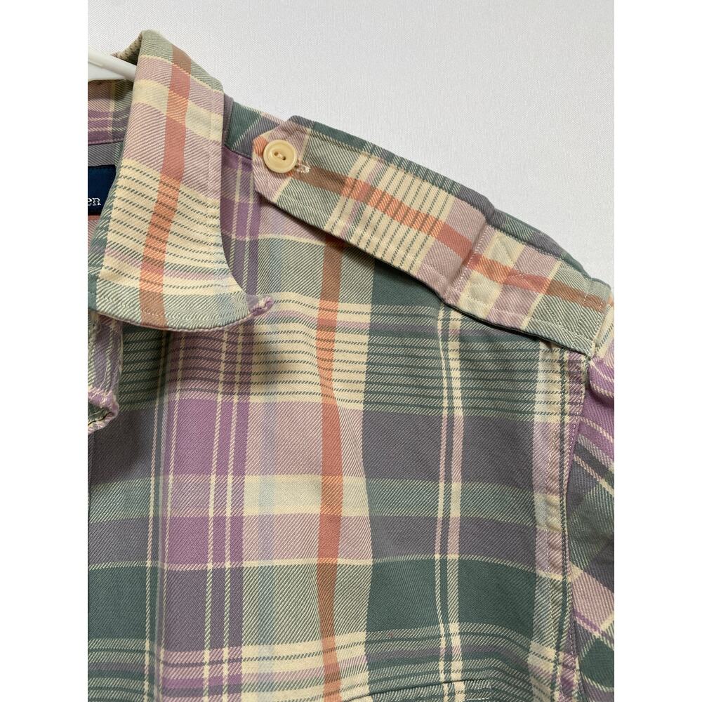 Polo Ralph Lauren Mens XL Plaid Cream Purple Green Long Sleeve Thick Button Up - Picture 2 of 9